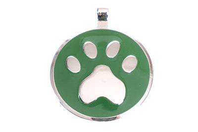 Dark Green Paw pet tag