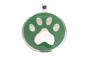 Dark Green Paw pet tag