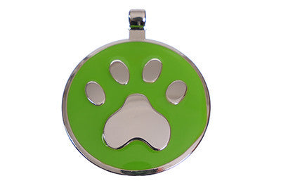 Lime Green Paw pet tag
