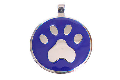 Dark Blue Paw pet tag