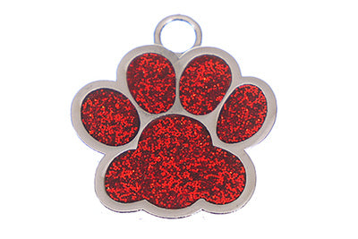 Red Glitter pet tag