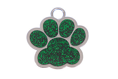 Green Glitter pet tag